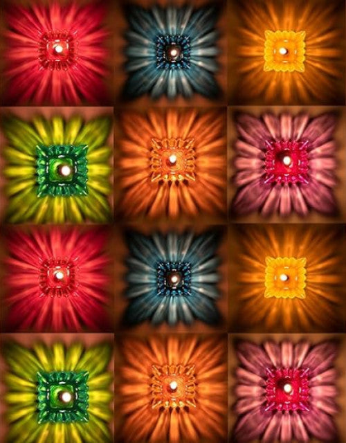 Plastic Reflection Diya (Pack of 12) Multicolour