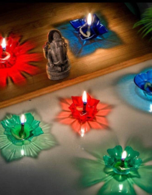 Plastic Reflection Diya (Pack of 12) Multicolour